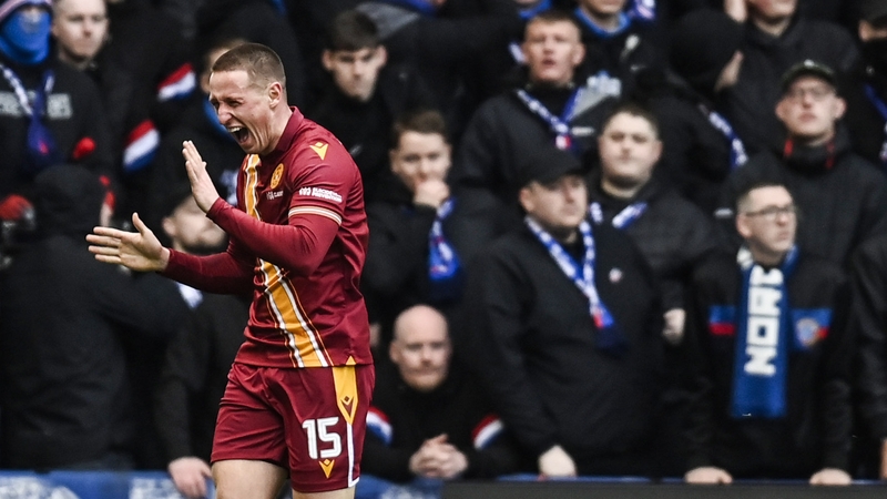 Dubliner Dan Casey celebrates scoring the winner for Motherwell against Rangers