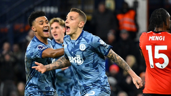 Lucas Digne celebrates his late winner for Aston Villa