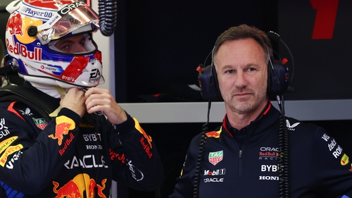 Max Verstappen with under-fire Red Bull chief Christian Horner in Bahrain on Saturday