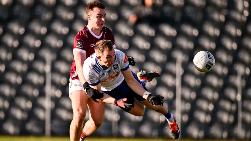 Ryan Wylie under pressure from Galway's Daniel O'Flaherty