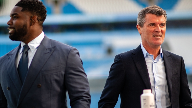 Keane with his TV sidekick Micah Richards at the Etihad on Sunday