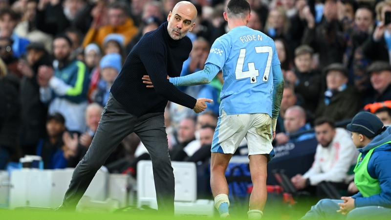 Guardiola embraces Foden as he is substituted