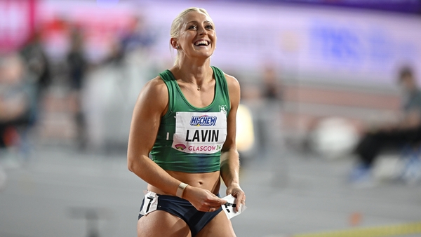 Sarah Lavin reacts afer finishing fifth in the final of the world indoors