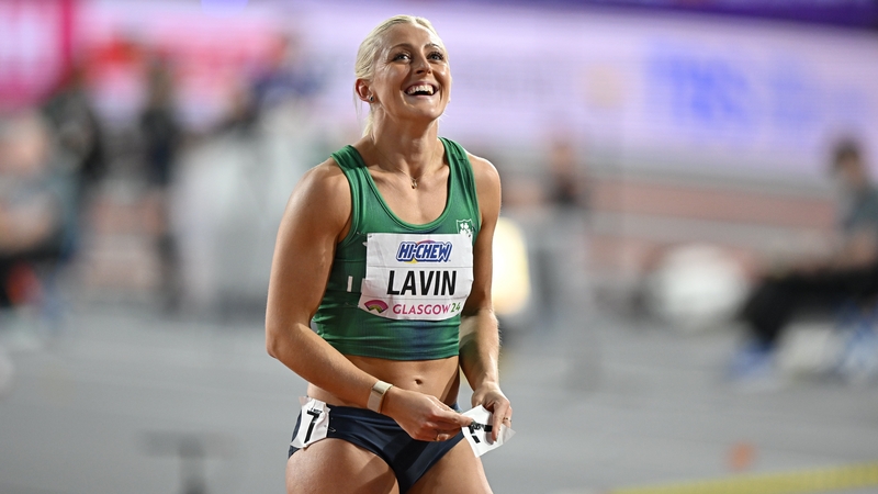 Sarah Lavin reacts afer finishing fifth in the final of the world indoors
