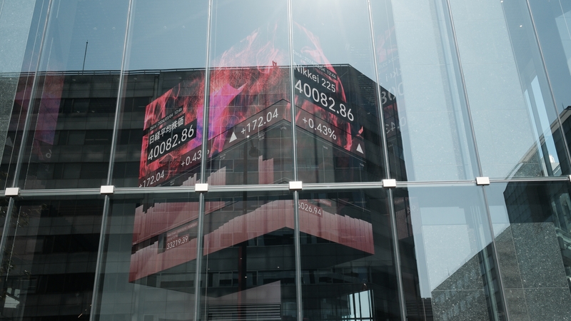 Japan's Nikkei index breached 40,000 points for the first time today