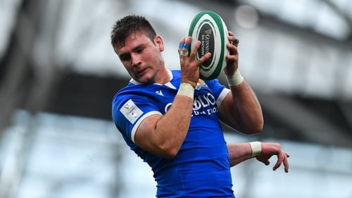 Jake Polledri in action for Italy against Ireland at the Aviva Stadium in 2020
