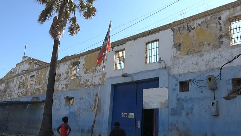 The building of the main prison of Port-au-Prince, Haiti after a breakout by several thousand inmates