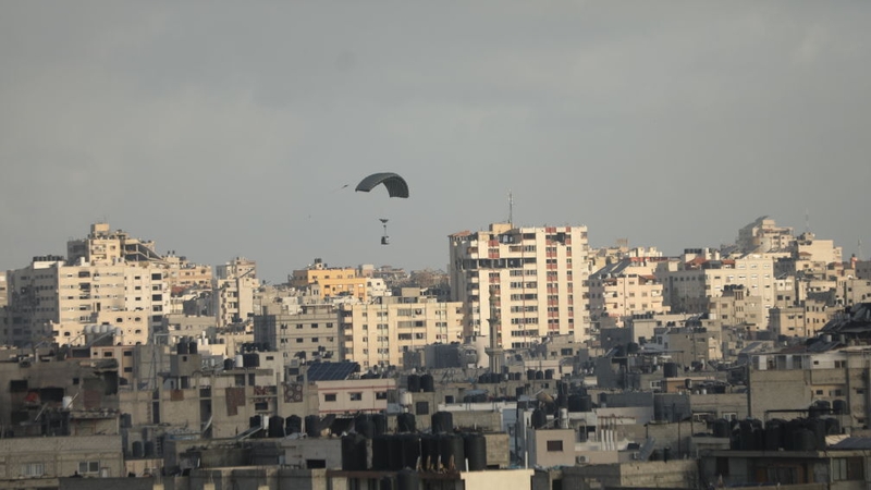 Food aid dropped by airplanes into Gaza City today