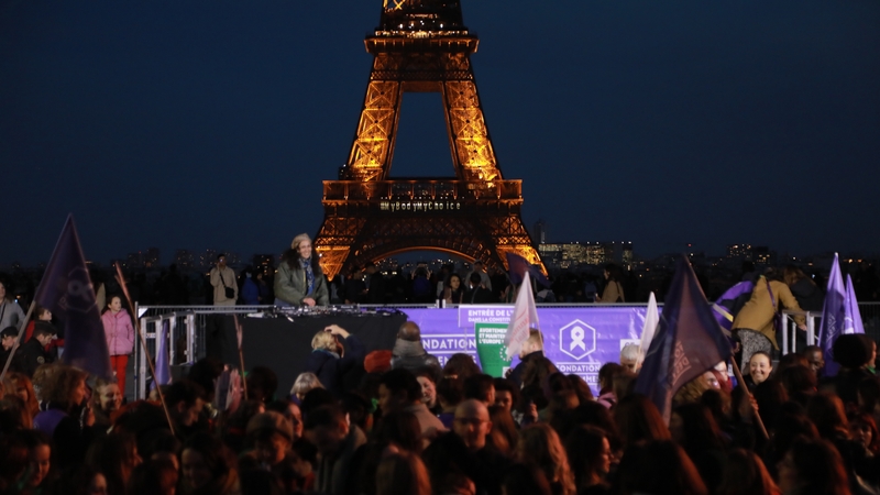 The Eiffel Tower was lit up in celebration after the change was passed with slogans including 'My Body My Choice' flashing on the edifice