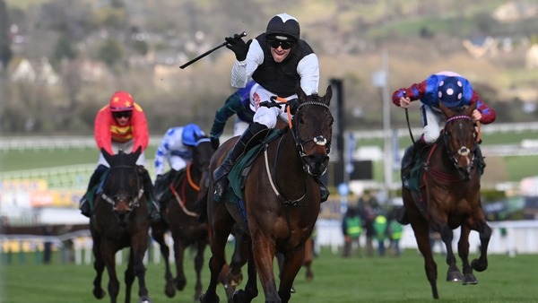 Danny Mullins and Flooring Porter winning the 2022 Stayers' Hurdle