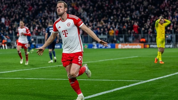 Harry Kane celebrates his first-half goal