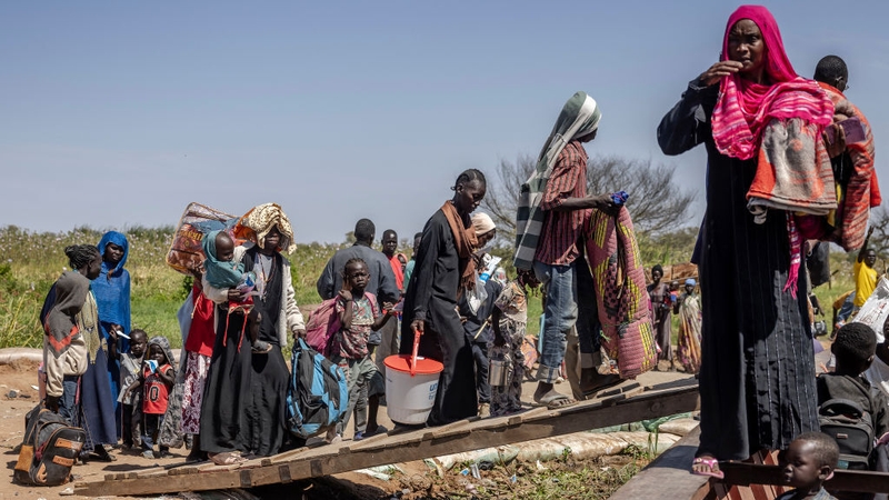 Sudanese families in South Sudan after fleeing the Sudan civil war