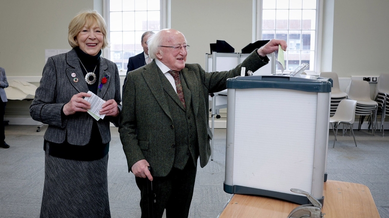 President Michael D Higgins and his wife Sabina voted at St Mary's Hospital in the Phoenix Park