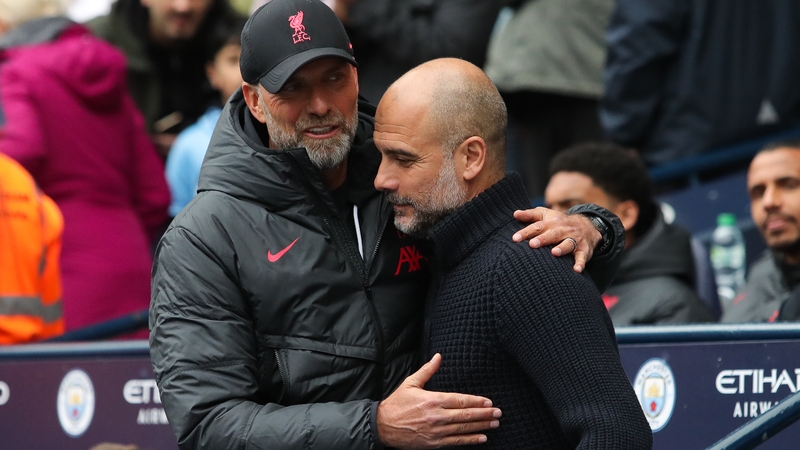 Jurgen Klopp (L) and Pep Guardiola will pit their wits against each other again on Sunday