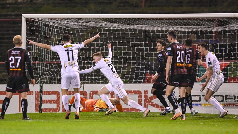Gavin Molloy celebrates after scoring Shelbourne's second goal