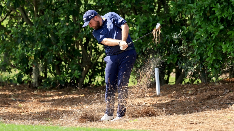 Shane Lowry plays his second shot on the first hole at Bay Hill