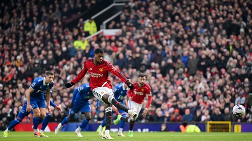 Marcus Rashford converts from the spot
