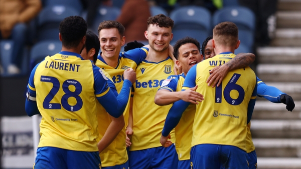 Luke McNally (C) helped Stoke to a surprise win at Preston