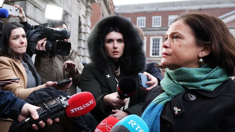 Sinn Féin's Mary Lou McDonald speaking to the media at Dublin Castle (Pic: RollingNews.ie)
