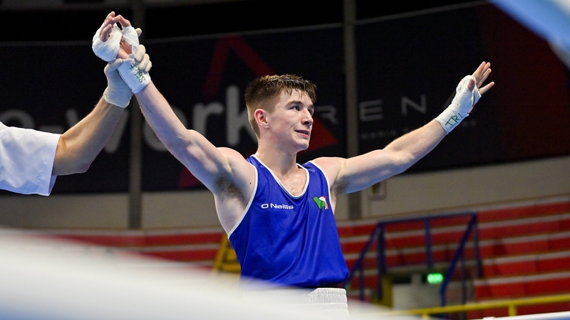 Tyrone native Jude Gallagher has his arm raised in victory at the Italian qualifiers