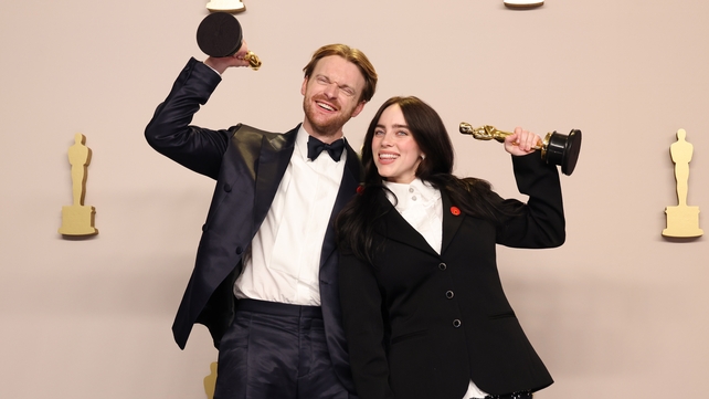 Finneas O'Connell and Billie Eilish, winners of the Best Original Song award for What Was I Made For? from Barbie