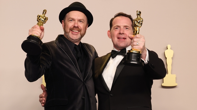 Tarn Willers and Johnnie Burn, winners of the Best Sound award for The Zone of Interest