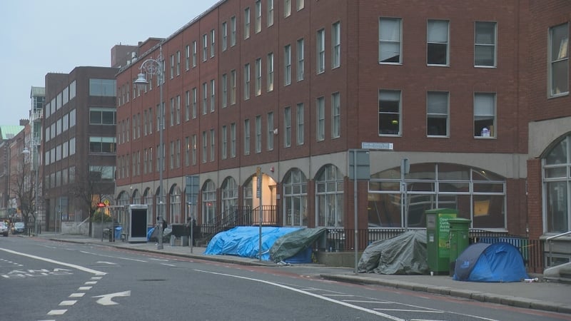 A view of some tents outside the International Protection office in Dublin