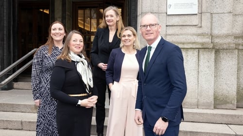 (l-r) Melissa O'Connor, IDA Ireland; Michelle Olmstead, Trinity College Dublin; Marina Donohoe, Enterprise Ireland; Nessa McEniff, The Learnovate Centre and Simon Coveney Minister for Enterprise