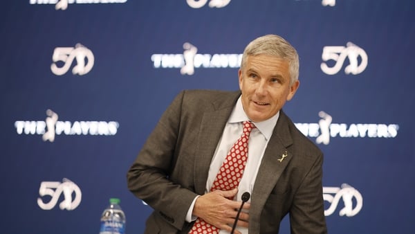 PGA Tour commissioner Jay Monahan spoke at a press conference on Tuesday