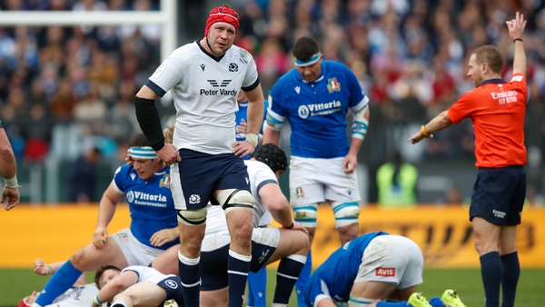 Grant Gilchrist reacts after an Italian penalty