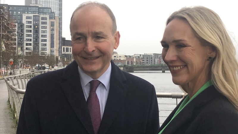Dee Ryan - FF candidate for directly elected mayor, with FF leader Micheál Martin in Limerick