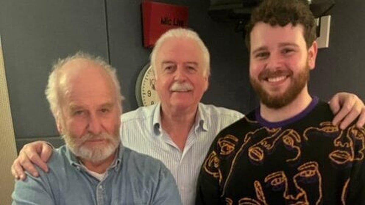 Shaun Davey and Peadar Connolly-Davey in studio