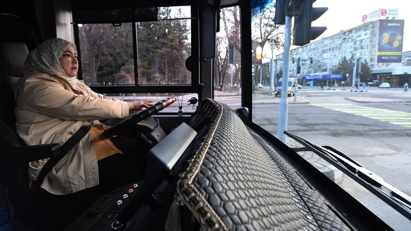 Nargiza Gadoyeva works as a bus driver and says that she wants to be an example for other Uzbek women