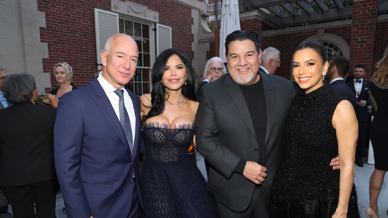 Jeff Bezos, Laura Sánchez, Cris Abrego and Eva Longoria