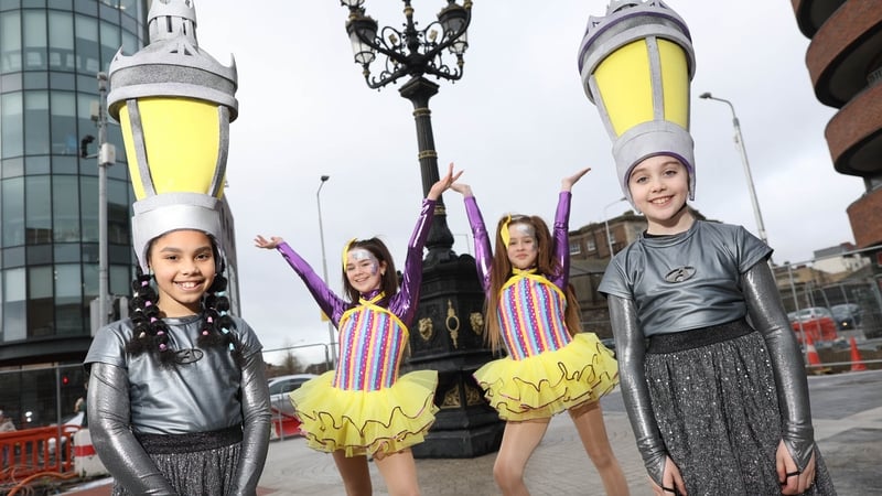 Representing the North East Inner City: Feyi Makinwa (9) and Holly Moylan (9) from Sheriff Youth Club (lamps) and Danni Downey (12) and Meadow Stanley Brennan (11) of Arkins Dance and Stage Academy.