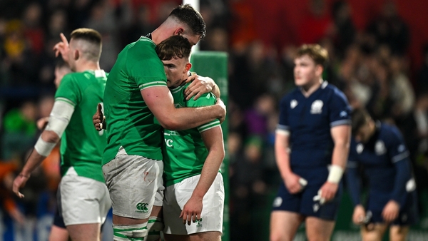 Evan O'Connell embraces Jack Murphy after the final whistle in Cork