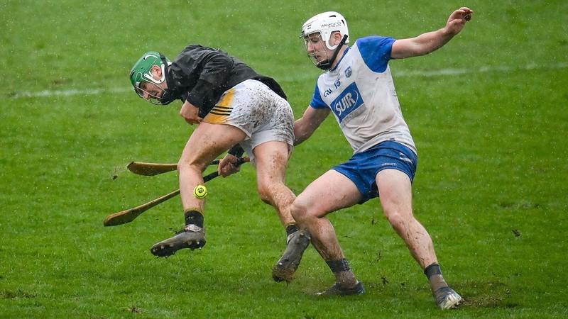 Kilkenny goalkeeper Eoin Murphy is tackled by Waterford's Shane Bennett