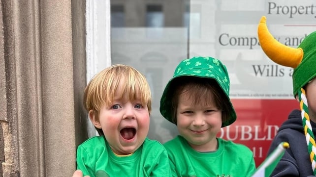 Floyd and Jarno Collins - home from the Netherlands and enjoying the St Patrick's Day fun (Photo: Lorraine Collins)