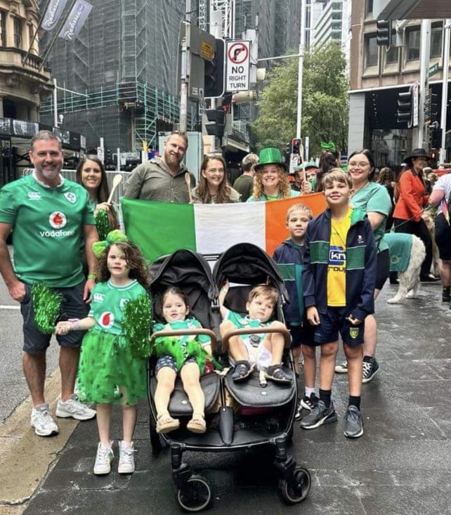 Samantha Gilmour sent this photo of her and her family celebrating St Patrick's Day in Sydney, Australia