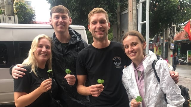 Emma, Tom, Nick, Amy from Galway are celebrating St Patrick's Day in Vietnam