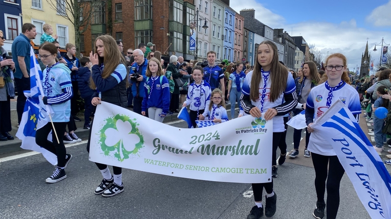 The Waterford camogie team led the parade in Waterford city