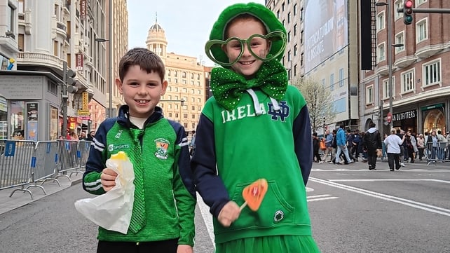 Celine and Eric Ryan Aniorte (R) enjoying the St Patrick's Day Celebrations in Madrid