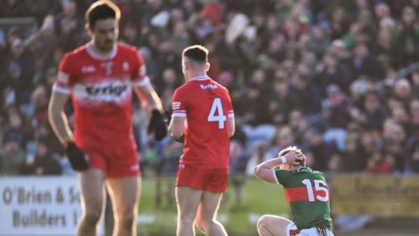 Ryan O'Donoghue reacts after a goal attempt cleared the crossbar