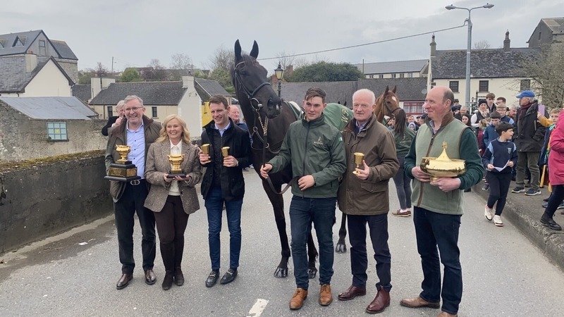 Galopin Des Champs and Willie Mullins' team were welcomed home in Leighlin Bridge after Cheltenham Gold Cup success
