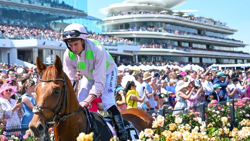Vauban, ridden by Ryan Moore, on the way to the start of last year's Melbourne Cup