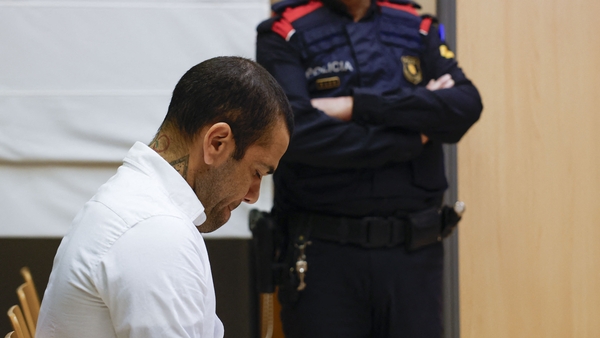 Former Barcelona and Paris Saint-Germain player Dani Alves appearing in court last month during his trial
