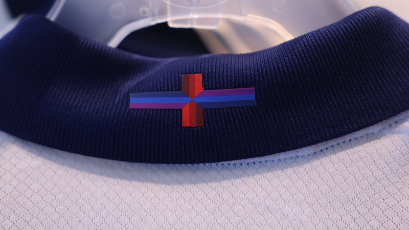 England's new shirt with the St George's Cross on the back of the collar