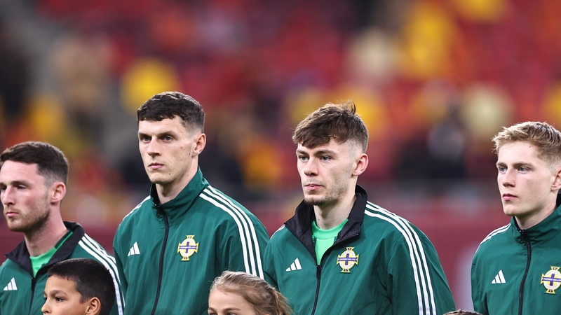 Liverpool's Conor Bradley and Northern Ireland team-mates ahead of the friendly draw with Romania