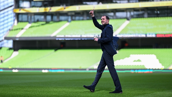 John O'Shea walks the pitch ahead of the game