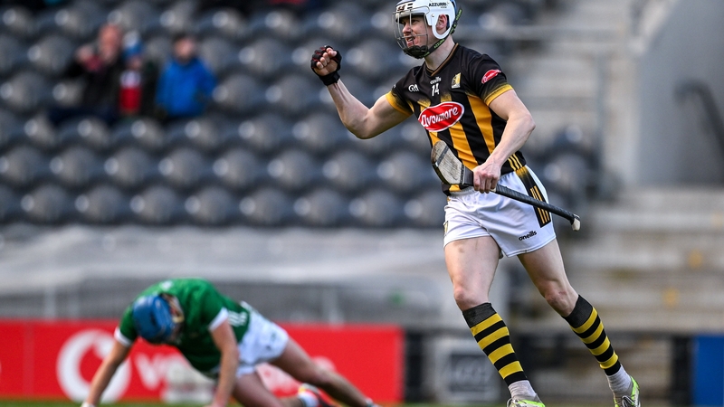 TJ Reid celebrates after scoring Kilkenny's third goal